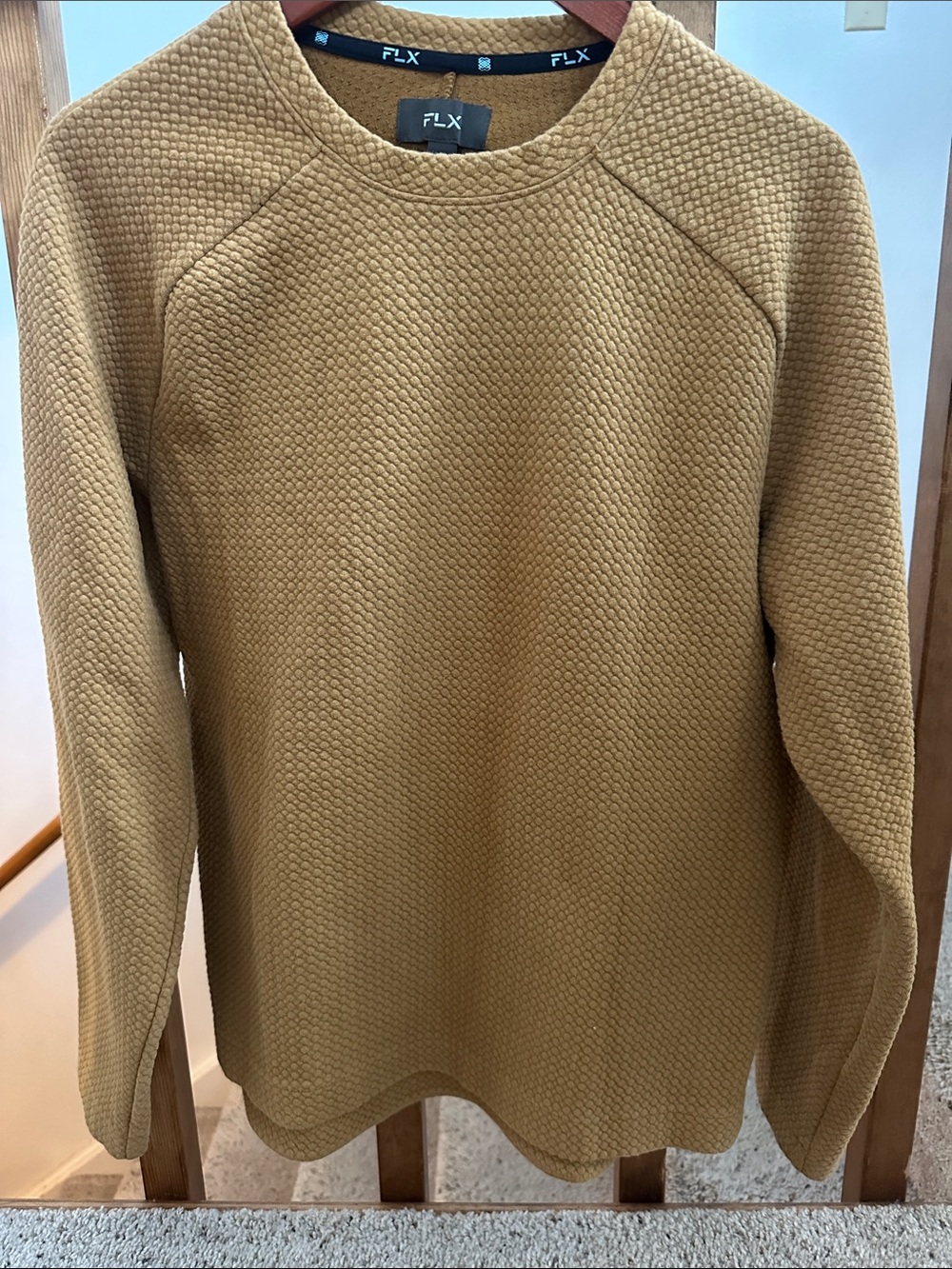 FLX Men's Crewneck Sweater in Camel Brown